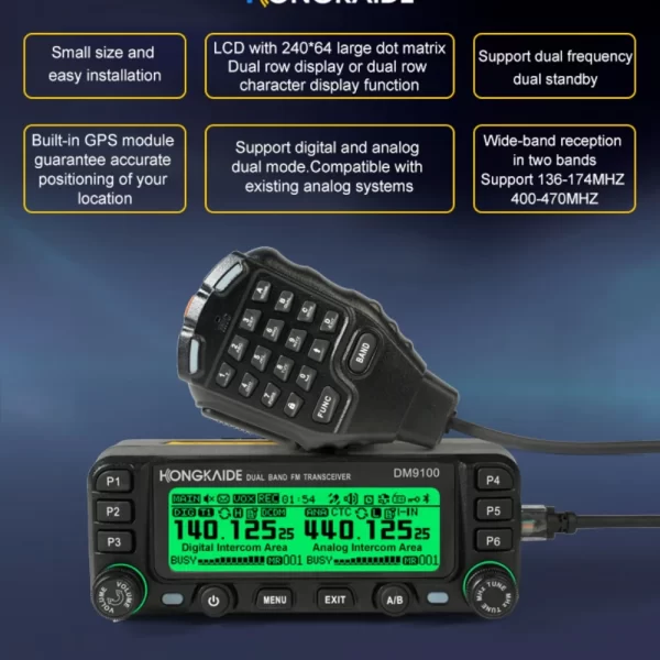 ZASTONE DM9100 Digital DMR Car Walkie Talkie 25W Dual Time Slots GPS APRS Dual Band Transceiver Digital Car Radio - Image 2