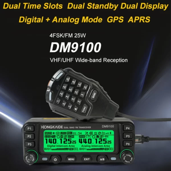ZASTONE DM9100 Digital DMR Car Walkie Talkie 25W Dual Time Slots GPS APRS Dual Band Transceiver Digital Car Radio