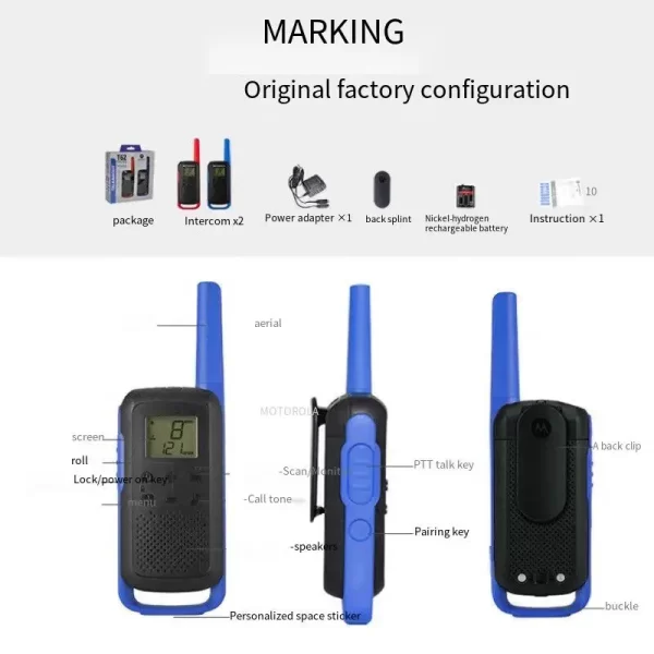 2pcs/Pair Motorola Talkabout T62 Go Walkie Talkie 16 Channels up to 8 km Range Outdoor adventures Travel - Image 5
