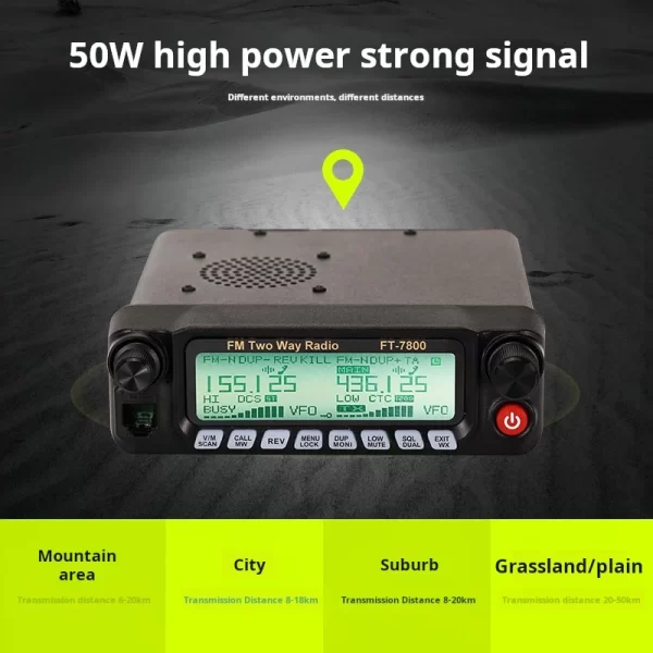 WICJIE FT-7800 50W Dual Frequency UV Outdoor FM Car Station Mobile Radio - Image 2